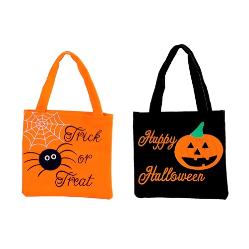 Halloween Trick or Treat Bags - 2 Pack Pumpkin & Spider Candy Holders