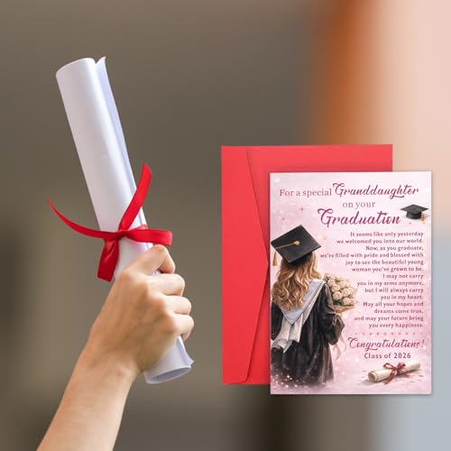 Class of 2026 Graduation Card for Granddaughter Keepsake Gift