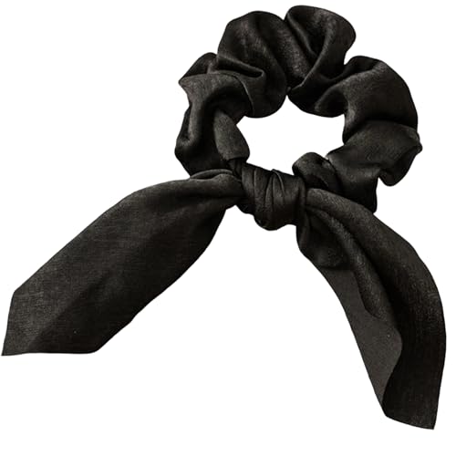 IZUS Satin Hair Scrunchies with Long Tail Ribbon, 2 Pcs