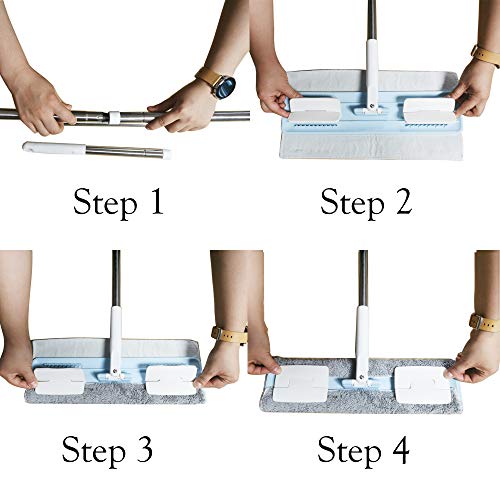 EZ SPARES Microfiber Mop Replacement Pads - Washable Wet/Dry - 4 Pack
