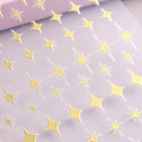 Dulyork 12 Sheet 3D Star Nail Stickers Self-Adhesive Decals