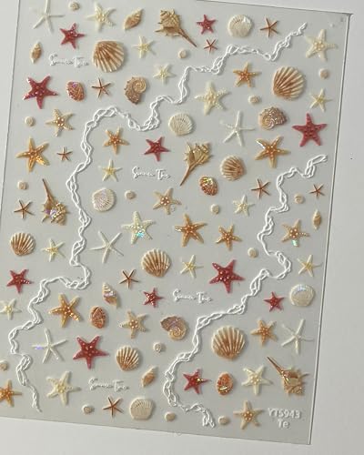lulir 3D Embossed Nail Stickers Orange Shell Cartoon Art Decals