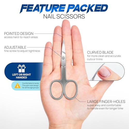 Crizil Stainless Steel Curved Nail Scissors for Manicure and Pedicure