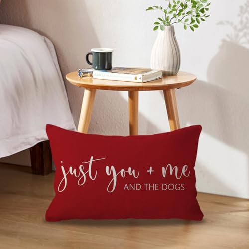 ULOVE LOVE YOURSELF Reversible Dog Lover Throw Pillow Cover 12x20 Red - Pack of 1