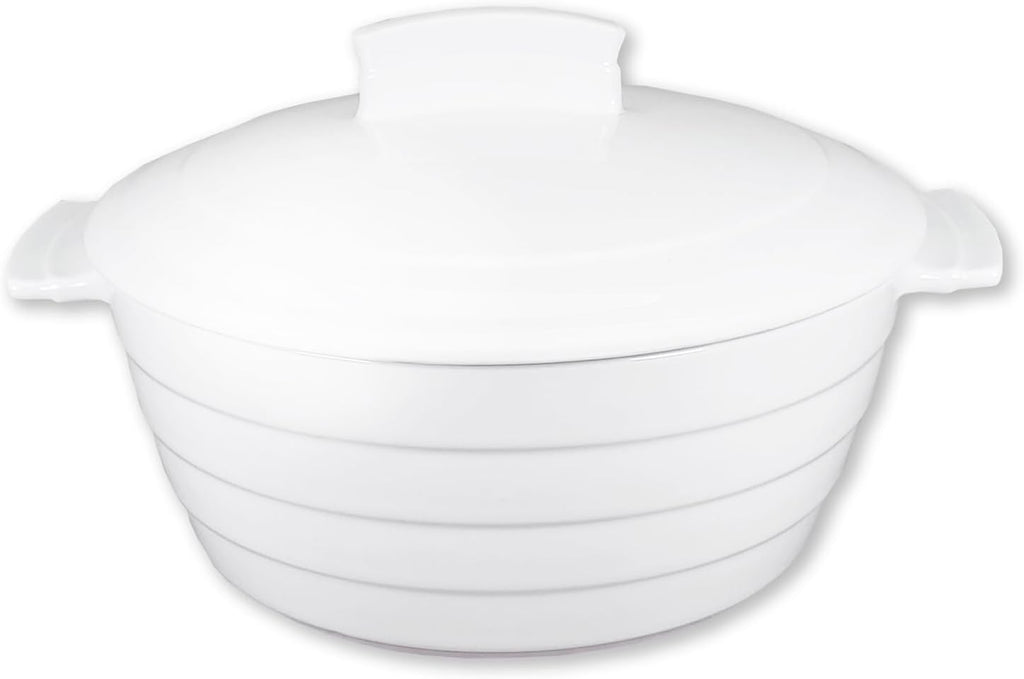 Regine Switzerland Casserole Dish - 1.32 Quart French White Ceramic Bakeware Set with Lids | Chip & Crack Resistant, Microwave & Oven Safe