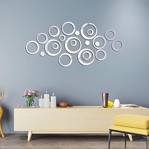 32-Piece Removable Circle Mirror Stickers for Home Decor