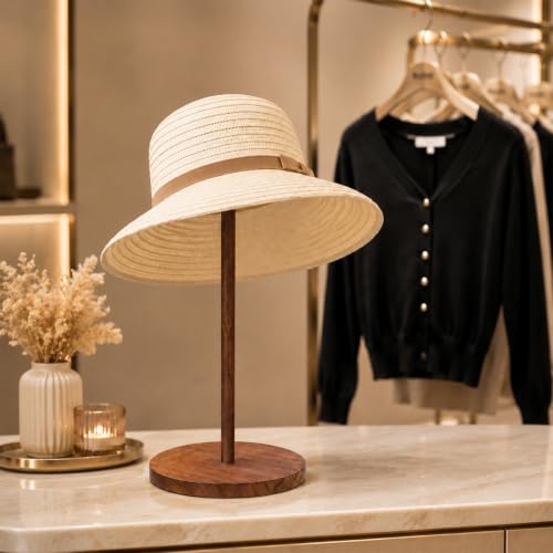 Wooden Hat Display Stand for Hats, Wigs & Accessories - 10x5.7 Inch