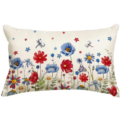 4th of July Patriotic Throw Pillow Cover - 12x20 Inch