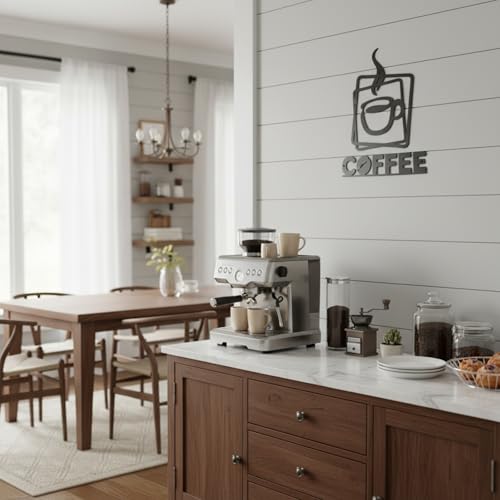 Coffee Metal Wall Art Decor - Set of 2, 9 Inch, Black