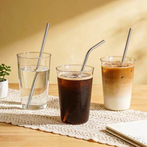 5-Pack Reusable Stainless Steel Drinking Straws with Case