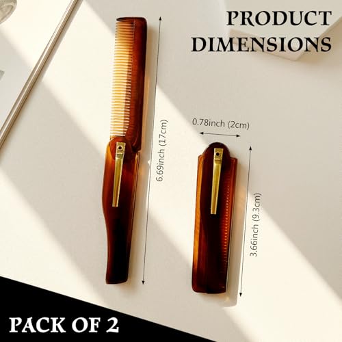Zoolinn Folding Pocket Comb, 6.69-Inch Amber Finish Fine Tooth Grooming
