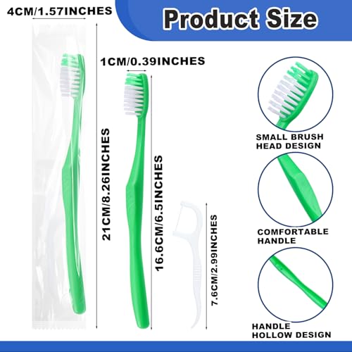 HAIFOTRVA Disposable Toothbrushes with Floss 10-Pack Travel Kit