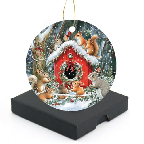 2024 Christmas Ornament - Cozy Squirrels Ceramic Decoration