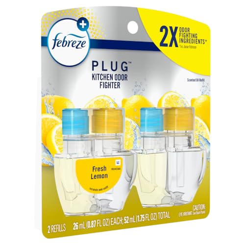 Febreze Plug In Air Freshener, Odor-Fighting Scented Oil Refill, Kitchen Odor Fighter, 2 Refills
