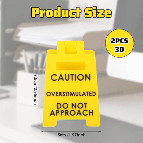 Caution Overstimulated Desk Sign - Funny Office Decor (2 Pcs)