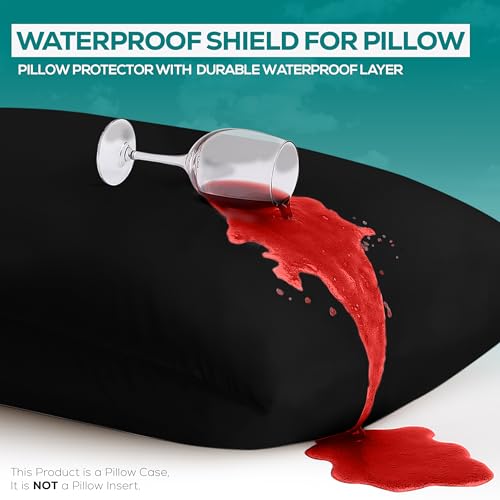 Utopia Bedding King Size Waterproof Pillow Protectors, Black - Set of 2