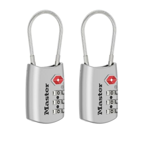 Master Lock TSA Approved Luggage Lock, 3-Digit Combination, Silver, 2 Pack