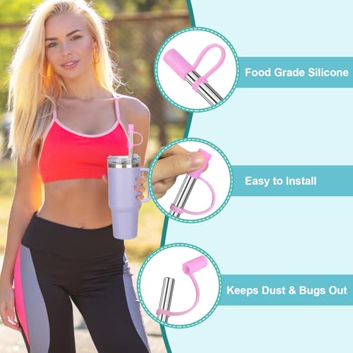 6-Piece Reusable Stainless Steel Straw Set with Silicone Tips & Case - Silver