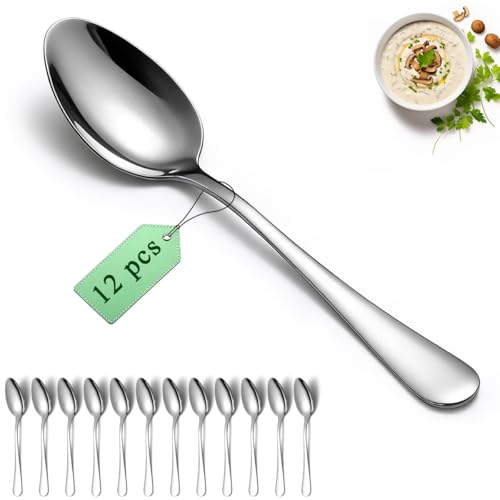Berglander Stainless Steel Dinner Spoons Set 12pcs 7.36" Silverware Kitchen & Restaurant