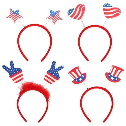 ANBALA Patriotic 4th of July Headbands 4-Piece Party Hair Accessories