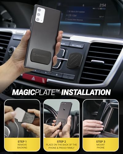 Scosche MagicMount Flush Extra Strength Magnetic Car Mount - 1 Pack, Adhesive, for Dashboard & Flat Surfaces, Compatible with iPhone & Android