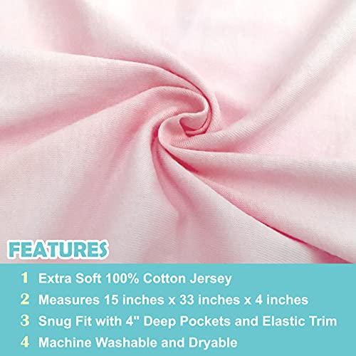 TL Care 100% Cotton Fitted Bassinet Sheet - Pink, 15" x 33"