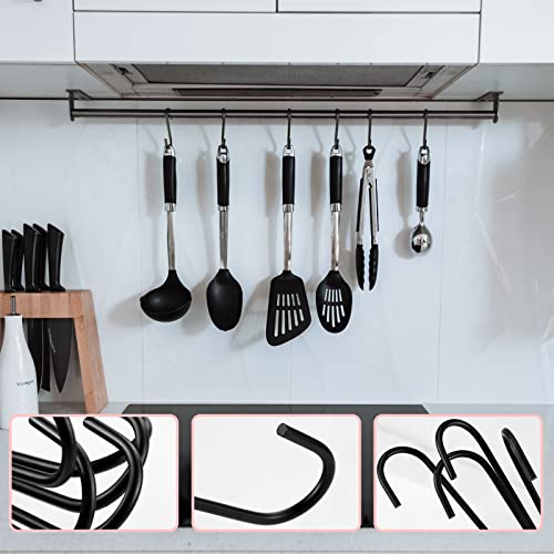 Bercoor Heavy Duty 11.8 Inch Black S Hooks - Large Plant & Kitchen Organizer