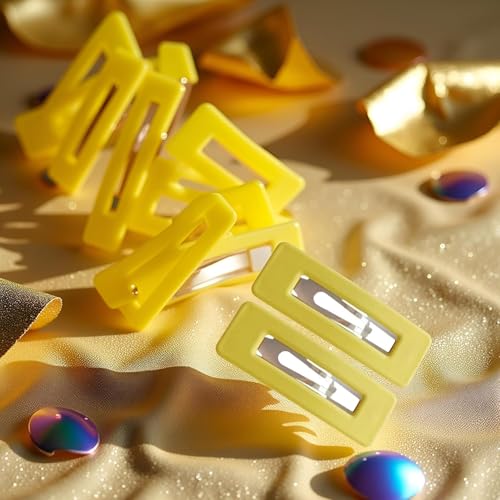 DPWOUM 4Pcs Yellow Matte Square Hair Clips for Women and Girls