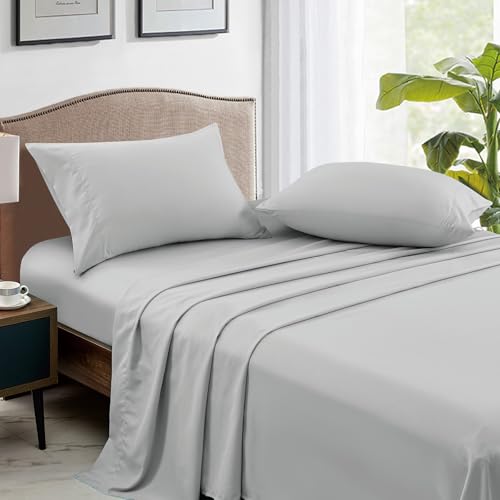 FreshCulture Light Grey Pillowcases Queen Size 30x20 Inches - 2 Pack