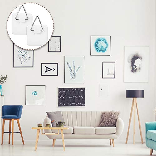 Sawysine 40 Pcs Invisible Adhesive Plate Hangers, 1.25 Inch Wall Hooks