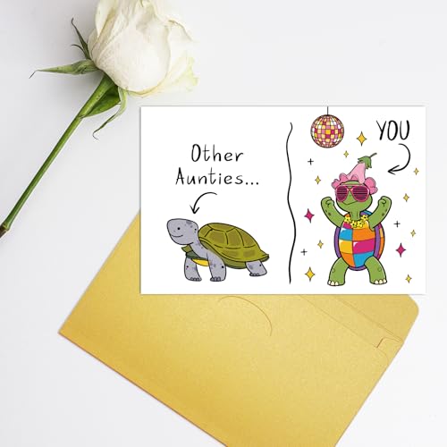 Funny Auntie Birthday Card Gift - Cute Turtle for Auntie from Niece/Nephew