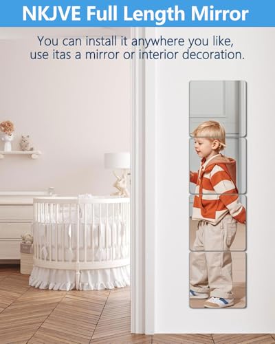 Unbreakable Self-Adhesive Mirror Tiles - 4PCS 8"x8" for Kids