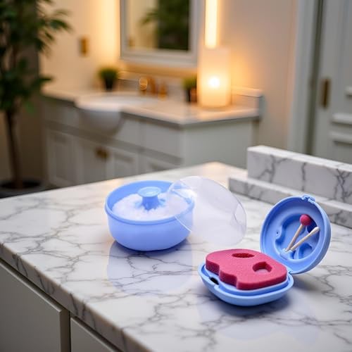 Myuiao Blue Cosmetic Powder Puff with Portable Storage Case Set