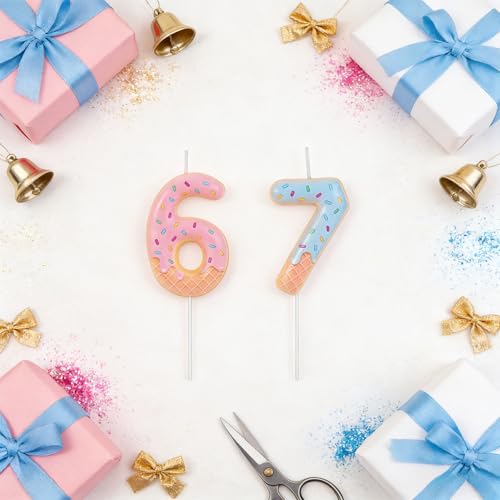Ice Cream Donut Birthday Candles Set - Numbers 6 & 7
