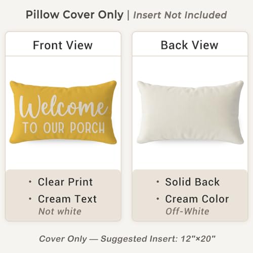 PANDICORN Yellow Farmhouse Throw Pillow Cover 12x20 Inch for Porch