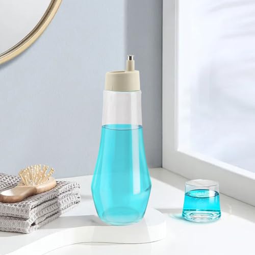 Clear Glass Mouthwash Dispenser 8.8 oz with Lid and Cup