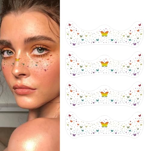 Glitter Freckle Face Tattoo Stickers Waterproof Sparkle Patches 4Pcs