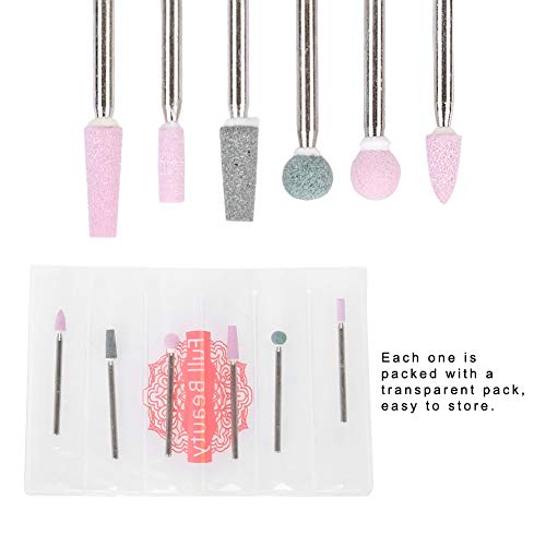 Hurrise 6-Piece Stainless Steel Nail Drill Bits Set for Manicure