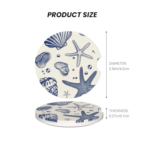 Car Coasters for Cup Holders - 2 Pack Ceramic Absorbent Design