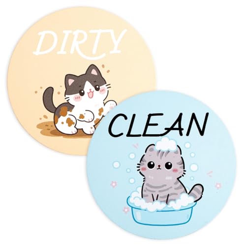 Funny Cat Dishwasher Magnet Sign - Double-Sided Clean/Dirty