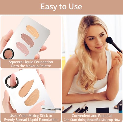 MixPeak Stainless Steel Makeup Palette with Spatula for Foundation & Nail Art