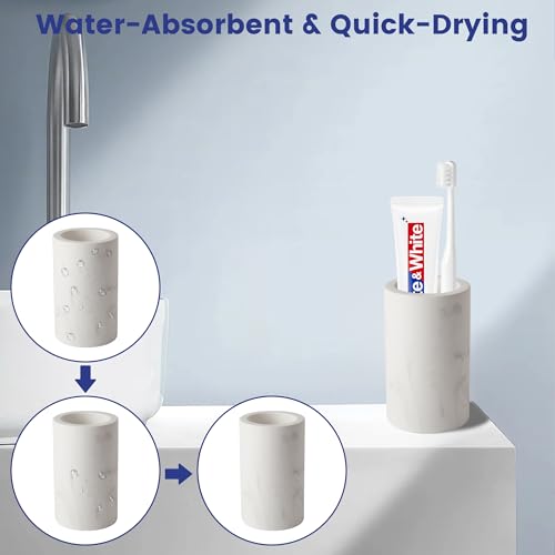 Diatomite Toothbrush Holder for Bathroom - Marble White Organizer