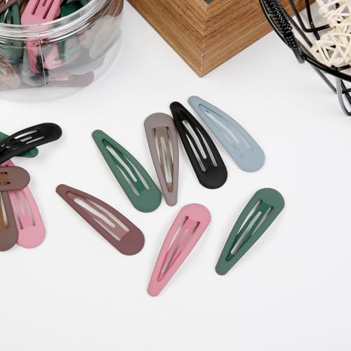 TEBIEKOY 36-Piece Metal Snap Hair Clips 1.96-Inch Tear Drop Hair Barrettes