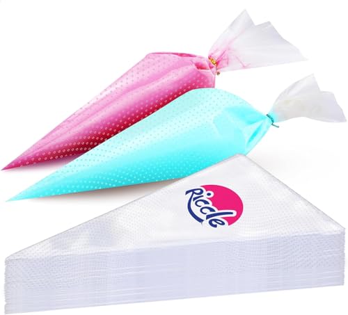 Riccle 16-Inch Disposable Piping Bags - 100 Anti-Burst Icing Bags for Cakes & Cookies