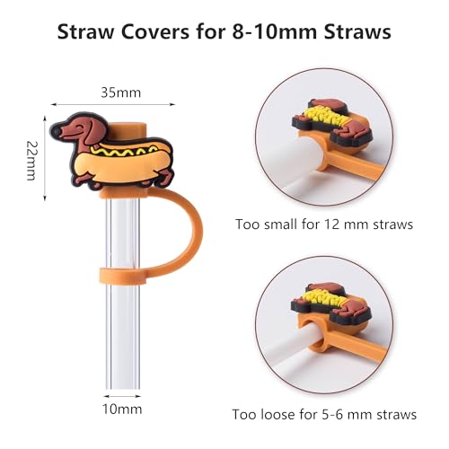 Dachshund Dog Straw Toppers - 6PCS Silicone Covers for Stanley Cups