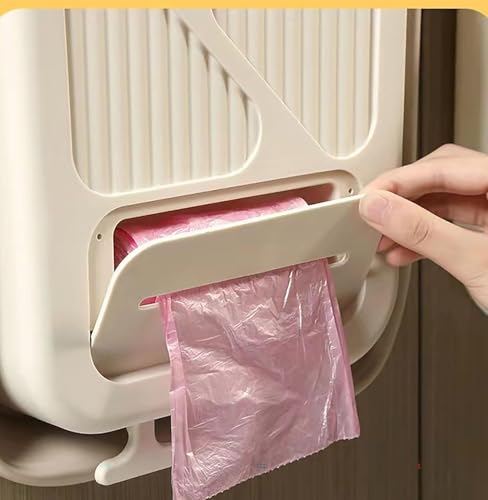 Yansanido Medium Foldable Trash Can - White Hanging Garbage Can for Kitchen & Office