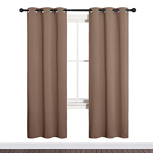 NICETOWN Blackout Window Curtains Set of 2 - 34x72-inch Cappuccino, Light-Blocking & Noise Reducing