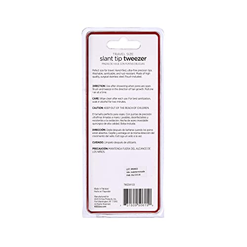 Kiss New York Travel Size Slant Tip Tweezer with Pouch
