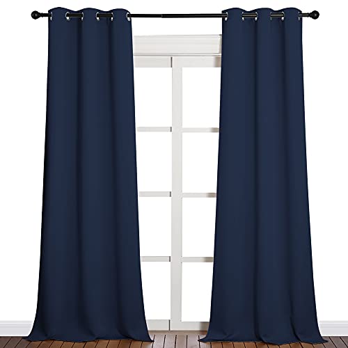 NICETOWN Navy Blackout Curtains, 2 Panels, 42"W x 90"L
