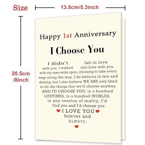 1st Anniversary Card Gift for Him/Her - MM-332, 8x5.3 in